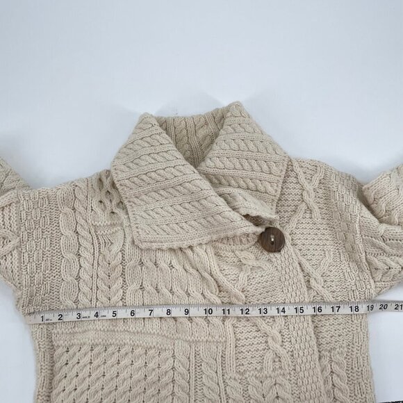 Carraigdonn Cream Irish 100% Merino Wool Knit Fisherman Sweater Womens Small - Picture 8 of 9